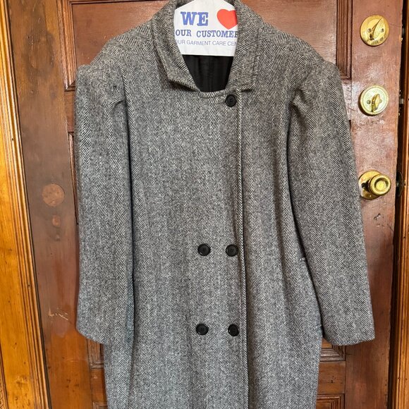 J&H Fashions Vintage Women's Herringbone Wool Coat - Picture 7 of 14